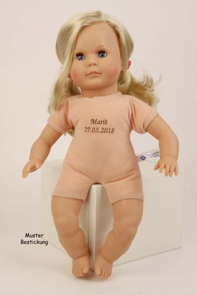 Schildkröt Manufaktur Puppe Hanni 45 cm blonde Haare, blaue Schlafaugen, Kleidung lila/weiss/braun Sonderangebot der Fabrik