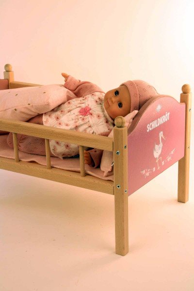Schildkröt Manufaktur Puppe Schlummerle 32 cm mit Malhaar und braunen Schlafaugen, Kleidung rose/weiss Black Friday Preise