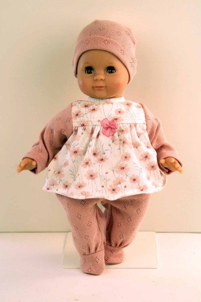 Schildkröt Manufaktur Puppe Schlummerle 32 cm mit Malhaar und braunen Schlafaugen, Kleidung rose/weiss Black Friday Preise