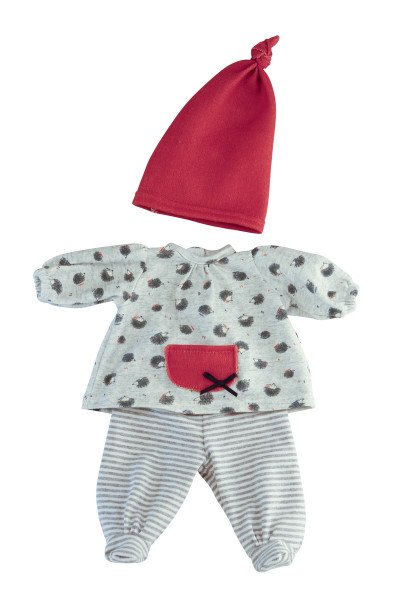 Schildkröt Manufaktur Kleidung zu Puppe Schlummerle 32 cm, Kleidung grau/weiss/rot zollfrei