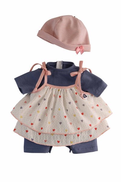 Schildkröt Manufaktur Kleidung zu Puppe 37 cm Lenchen/Strampelchen/Schlummerle, blau/weiss/rose