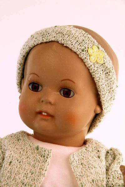 Schildkröt Manufaktur Baby Strampelchen 35 cm blonde Malhaare, Blumenkleid mit Jacke Versandkostenfrei