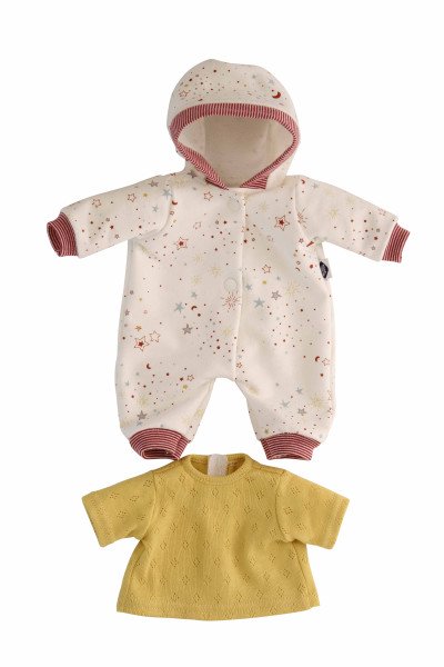 Schildkröt Manufaktur Kleidung zu Puppe Schlummerle 32 cm, Overall weiss/rot