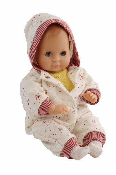 Schildkröt Manufaktur Kleidung zu Puppe Schlummerle 32 cm, Overall weiss/rot Weihnachtsangebot