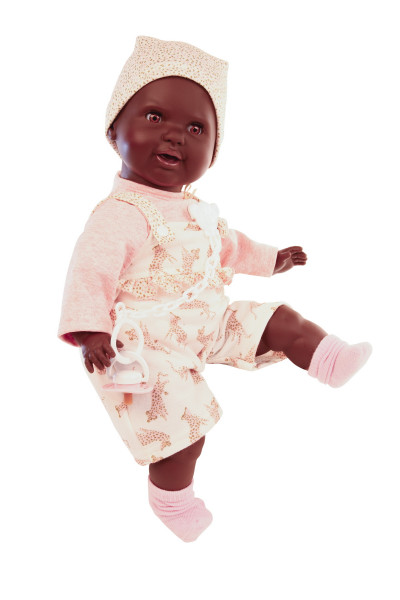 Schildkröt Manufaktur Schnullerbaby Lenchen 37 cm Malhaar,braune Schlafaugen, Kleidung rose/weiss