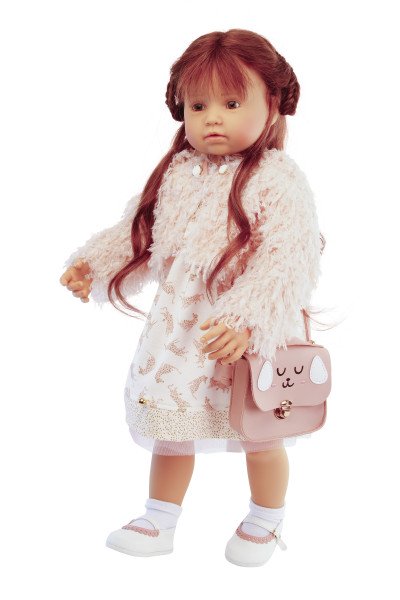 Schildkröt Manufaktur Puppe Anna-Maria 70 cm stehend von Brigitte Paetsch braune Haare, Kleidung rose/weiss