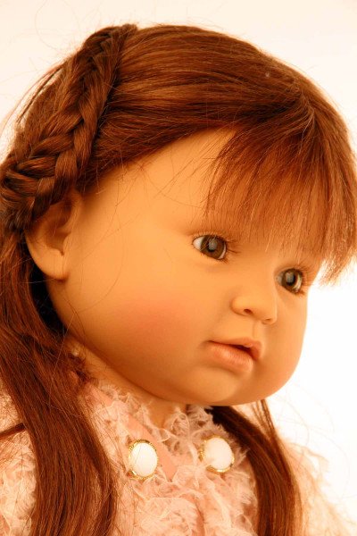 Schildkröt Manufaktur Puppe Anna-Maria 70 cm stehend von Brigitte Paetsch braune Haare, Kleidung rose/weiss Exklusive Angebote