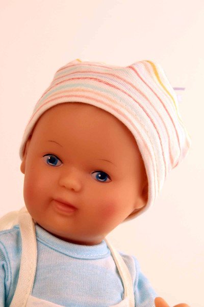 Schildkröt Manufaktur Puppe Mein 1. Baby 28 cm mit Malhaar und blauen Malaugen, maritime Kleidung blau/weiss Saisonale Angebote