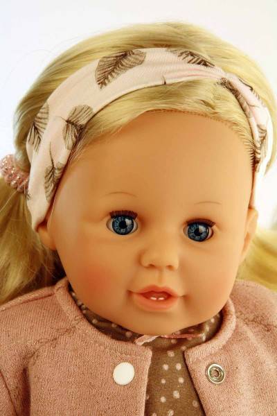 Schildkröt Manufaktur Puppe Susi 45 cm blonde Haare, blaue Schlafaugen, Kleidung weiss/rose/braun Riesige Ersparnisse