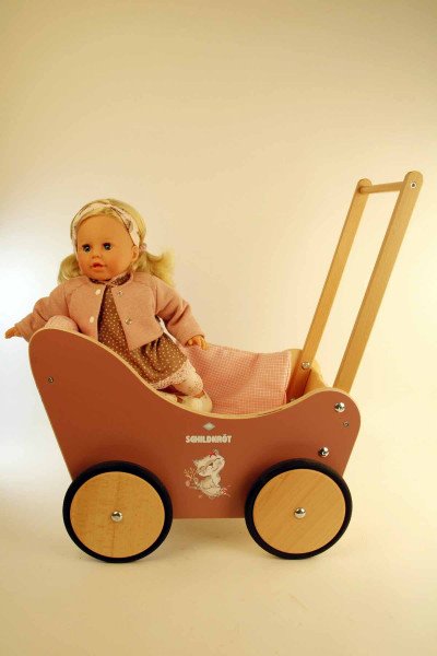 Schildkröt Manufaktur Puppe Susi 45 cm blonde Haare, blaue Schlafaugen, Kleidung weiss/rose/braun Riesige Ersparnisse