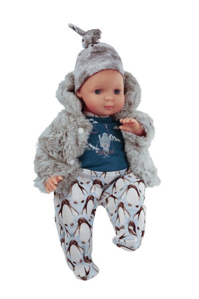 Schildkröt Manufaktur Kleidung zu Puppe 37 cm Schlenkerle, winterlich mit Pinguindruck Tiefpreis