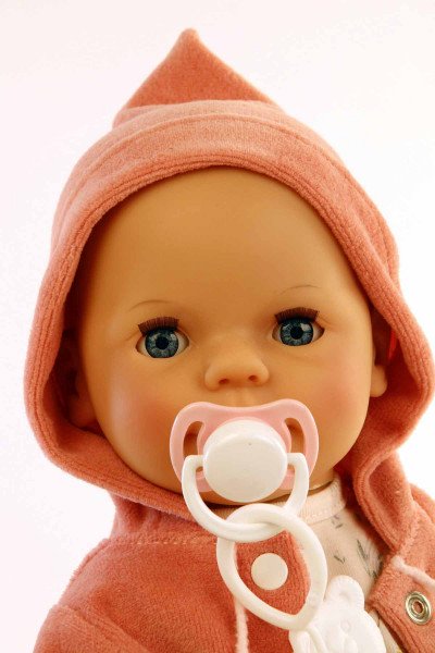 Schildkröt Manufaktur Trink + Näßbaby "Lina" 40 cm mit Malhaar und blauen Schlafaugen, Kleidung weiss/rose/grün Begrenzte Freigabe
