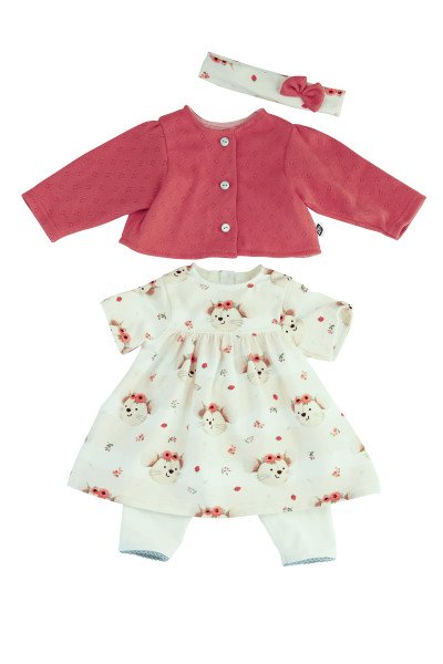 Schildkröt Manufaktur Kleidung zu Puppe 52 cm Klara/Elli/Julchen rose/rot