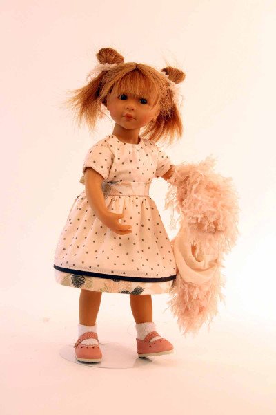Schildkröt Manufaktur Puppe Sophie 35 cm von Sieglinde Frieske rote Haare, Kleidung rose/weiss Speichern exportieren