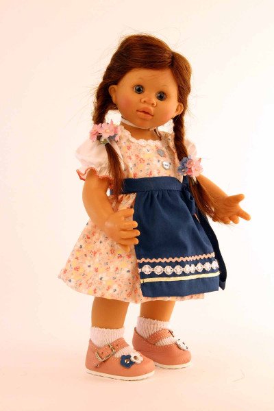 Schildkröt Manufaktur Puppe Müller-Wichtel Lili Gr 30, braune Haare, im Dirndl rose/blau Blitzverkäufe