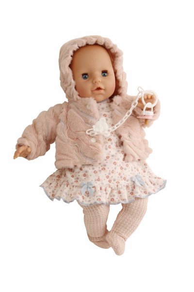 Schildkröt Manufaktur Baby Amy 45 cm mit Schnuller, Malhaar, blaue Schlafaugen, Babykleidung rose Rabatt