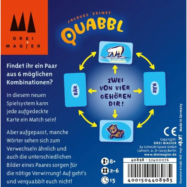 ﻿Schmidt Spiele Drei Magier®: Quabbl, Kartenspiel Saisonschlussverkauf