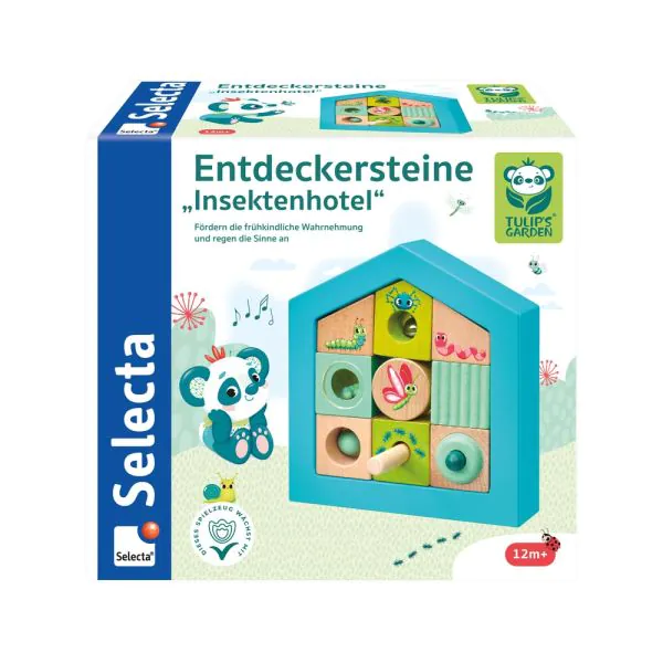 Schmidt Spiele TULIP'S GARDEN by SELECTA® Kleinkindwelt: Entdeckersteine Insektenhotel, 11 Teile Letzter Tag