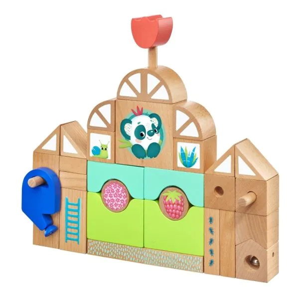 Schmidt Spiele TULIP'S GARDEN by SELECTA® Kleinkindwelt: Holzbausteine Gewächshäuser, 34 Teile Zeitbegrenzte Promotion