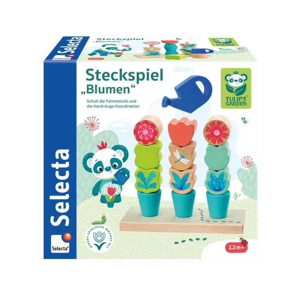 Schmidt Spiele TULIP'S GARDEN by SELECTA® Kleinkindwelt: Steckspiel Blumen, 14 Teile Vierteljährliche Förderung