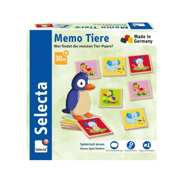 Schmidt Spiele Memo Tiere, Legespiel aus Holz, 24 Teile Fabrikladen