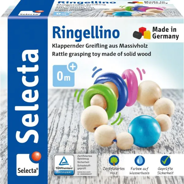 Schmidt Spiele Ringellino, klappernder Greifling aus Holz, 8,5 cm Speichern exportieren