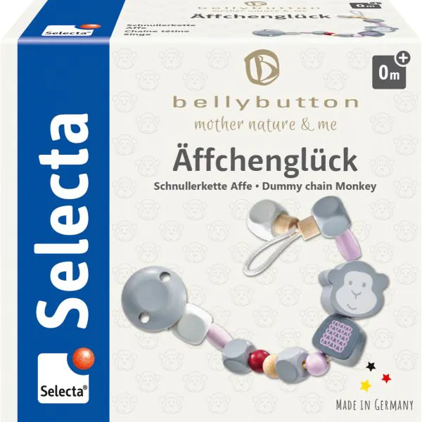 Schmidt Spiele bellybutton: Äffchenglück, rosa, Schnullerkette, 22 cm Schlussverkauf