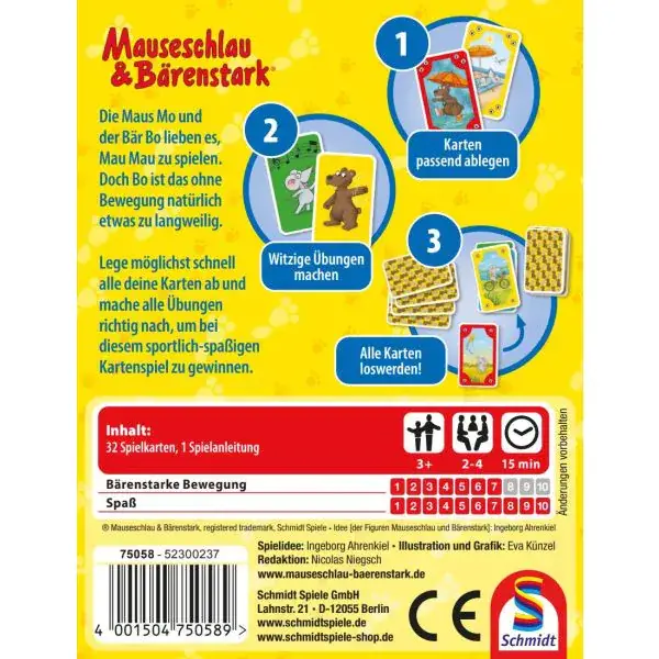 Schmidt Spiele Mauseschlau & Bärenstark: Bewegungs-Mau Mau, Kinderkartenspiel Kostenloser Versand