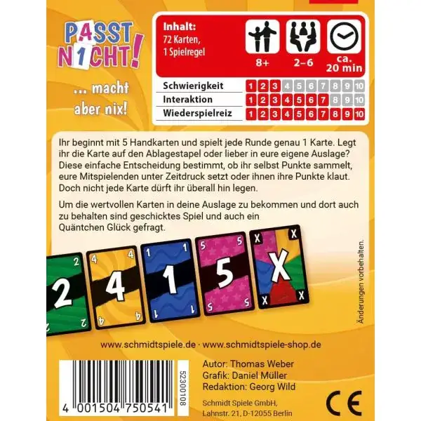 Schmidt Spiele Passt nicht!, Kartenspiel Fabrikpreis