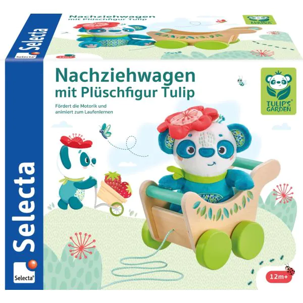 Schmidt Spiele TULIP'S GARDEN by SELECTA Soft Toy: Nachziehwagen mit Plüschfigur Tulip, 21 cm zollfrei