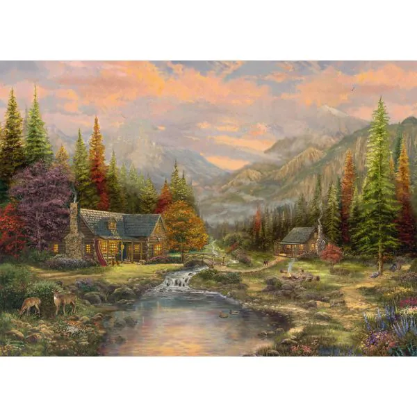 Schmidt Spiele Thomas Kinkade Studios: Bergkulisse mit Bach, 1.000 Teile Holzpuzzle Schlussverkauf