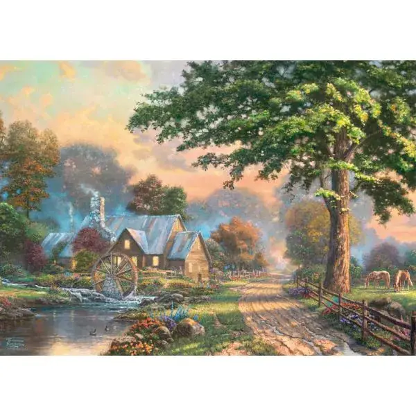 Schmidt Spiele Thomas Kinkade Studios: Am alten Mühlenbach, 1.000 Teile Holzpuzzle Fabrikverkauf