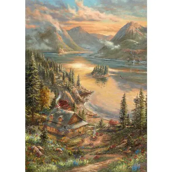 Schmidt Spiele Thomas Kinkade Studios: Pracht am Seeufer, 500 Teile Puzzle Preisnachlass