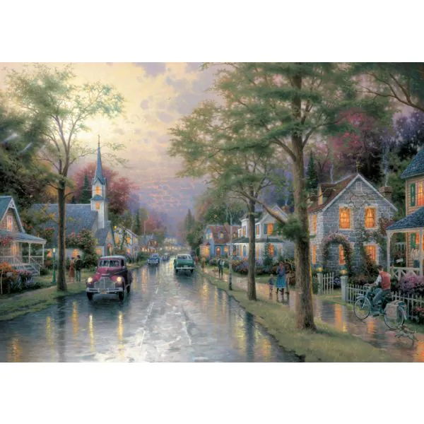 Schmidt Spiele Thomas Kinkade: Inspired Home - Morgen in der kleinen Stadt, 1.000 Teile Puzzle Blitzangebot