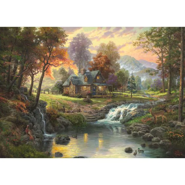 Schmidt Spiele Thomas Kinkade: Painter of Light - Holzhaus am Bach, 1.000 Teile Puzzle Große Rabatte