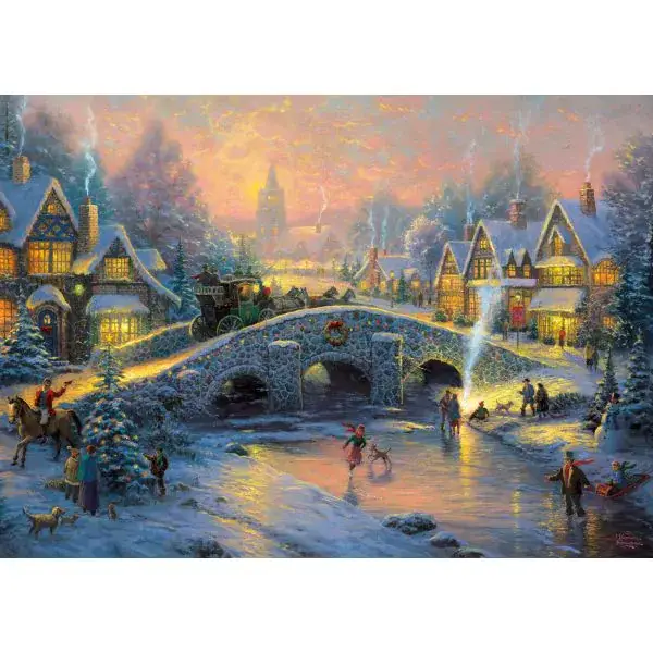 Schmidt Spiele Thomas Kinkade: Painter of Light - Winterliches Dorf, 1.000 Teile Puzzle Neuheiten