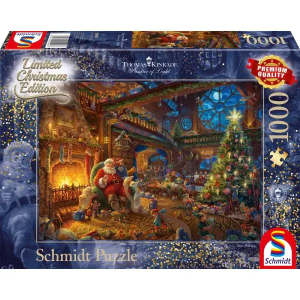 Schmidt Spiele Thomas Kinkade Studios: Painter of Light - Der Weihnachtsmann und seine Wichtel - Limited Edition, 1.000 Teile Puzzle Letzter Tag