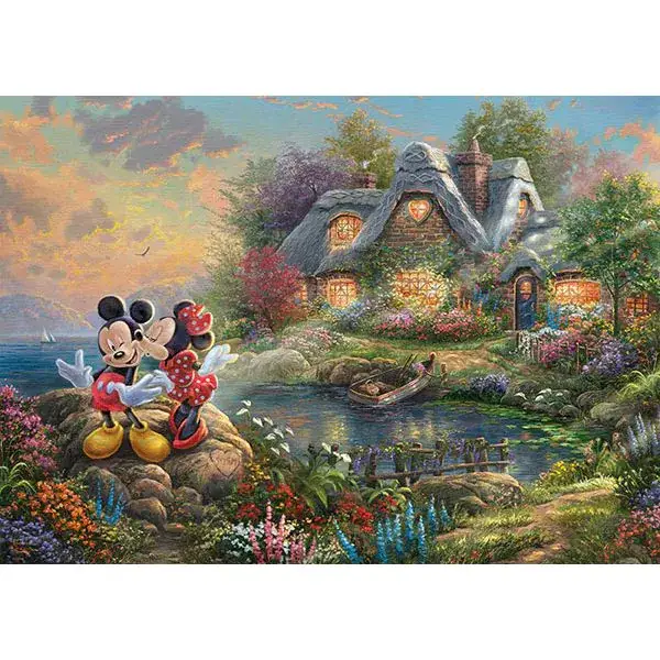 Schmidt Spiele Thomas Kinkade: Painter of Light - Disney, Sweethearts Mickey & Minnie, 1.000 Teile Puzzle Nur noch ein Tag übrig