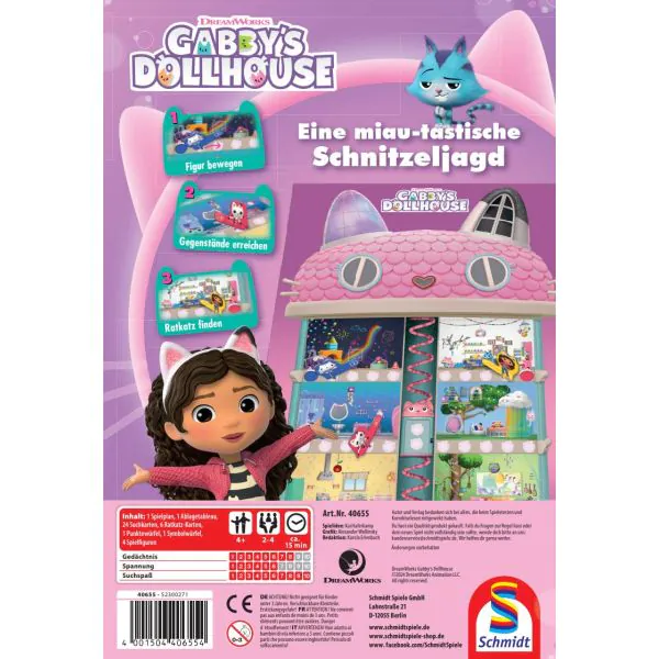 Schmidt Spiele Gabby's Dollhouse: Eine miau-tastische Schnitzeljagd, Kinderspiel Saisonschlussverkauf