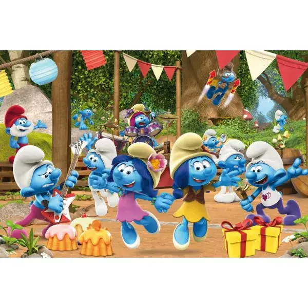 Schmidt Spiele Die Schlümpfe: Verschlumpfte Party, 100 Teile Kinderpuzzle mit Add-on Kauf eins, bekomm eins gratis