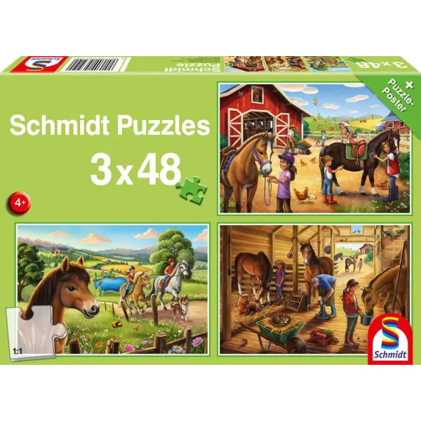 Schmidt Spiele Meine Lieblingspferde, 3 x 48 Teile Kinderpuzzle Riesige Ersparnisse