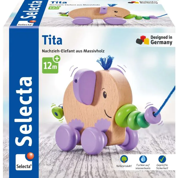 Schmidt Spiele Tita, Nachziehspielzeug aus Holz, 14 cm Vierteljährliche Förderung