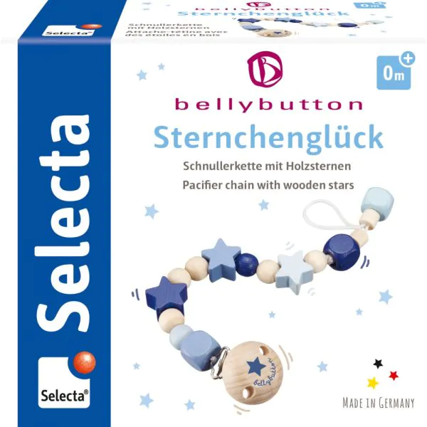 Schmidt Spiele bellybutton: Schnullerkette Sternchenglück blau Großer Ausverkauf