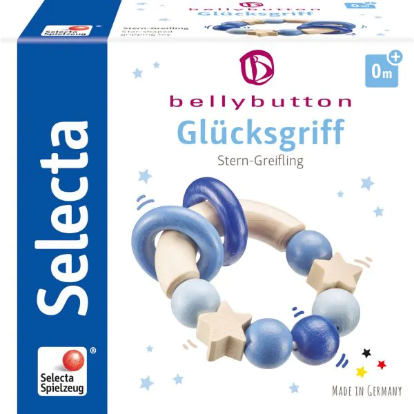 Schmidt Spiele bellybutton: Glücksgriff blau, Greifling aus Holz, 7,5 cm Exklusivangebot