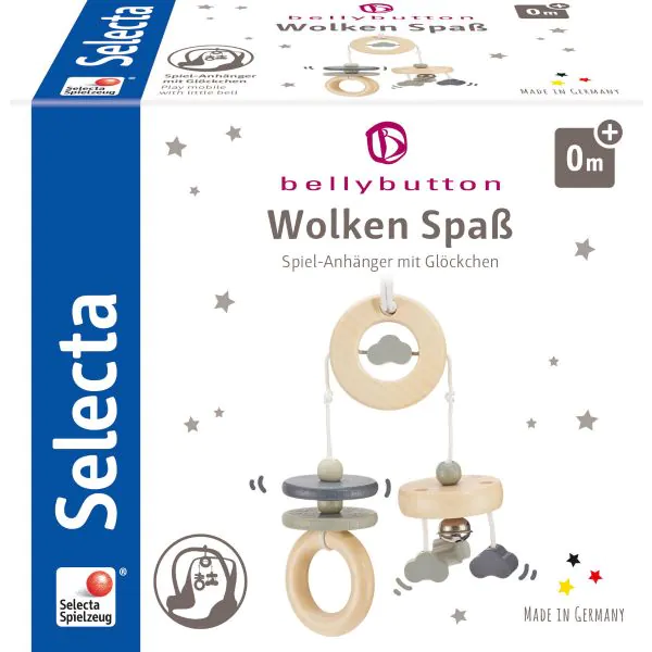 Schmidt Spiele bellybutton: Wolken Spaß, Minitrapez, Mobile aus Holz, Grau, 15,5 cm Weihnachtsangebot
