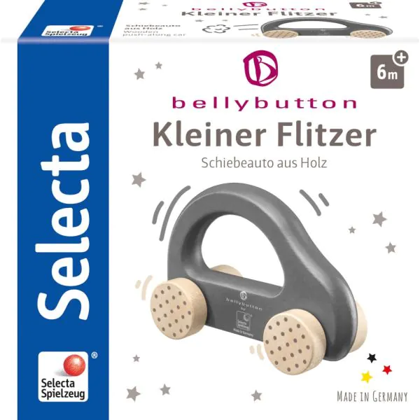 Schmidt Spiele bellybutton: Kleiner Flitzer, Greifling aus Holz, Grau, 10cm Osterangebot