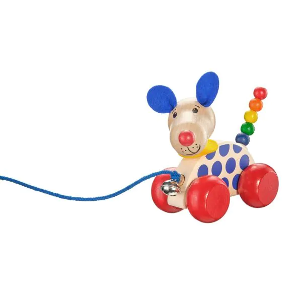 Schmidt Spiele Nico-Nachzieh-Hund, Schiebe-und Nachziehspielzeug aus Holz, 12 cm Tiefpreis