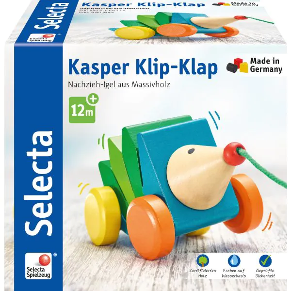 Schmidt Spiele Kasper Klip-Klap, Nachziehspielzeug aus Holz, 16cm Kostenlose Rückgabe