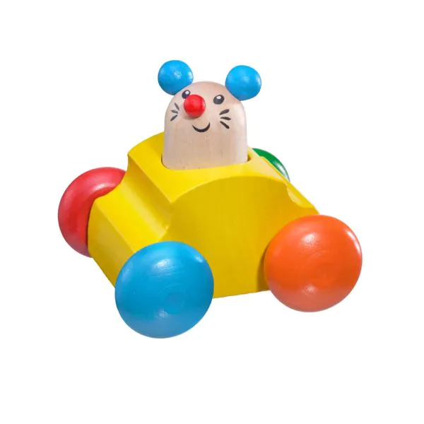 Schmidt Spiele Topeto, Rollgreifling Maus mit Quietsche aus Holz, 7 cm Kostenloser Versand international