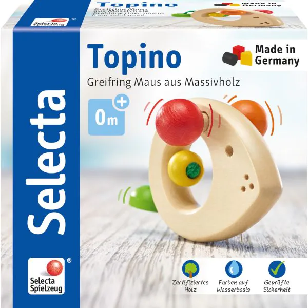 Schmidt Spiele Topino, Maus-Greifling aus Holz, 8 cm Outlet
